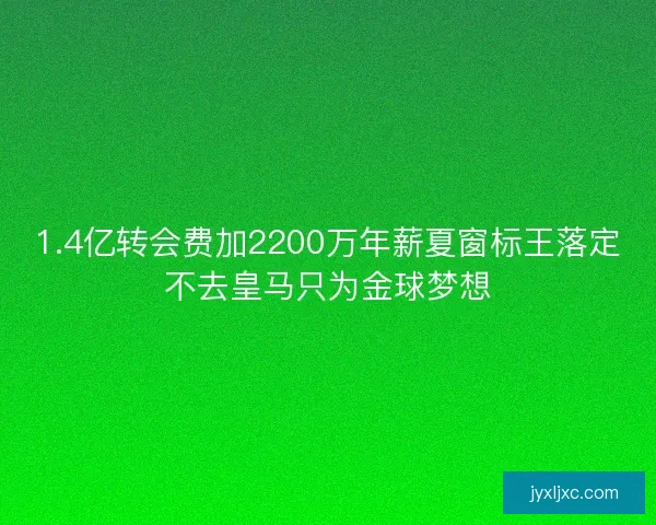 1.4亿转会费加2200万年薪夏窗标王落定不去皇马只为金球梦想