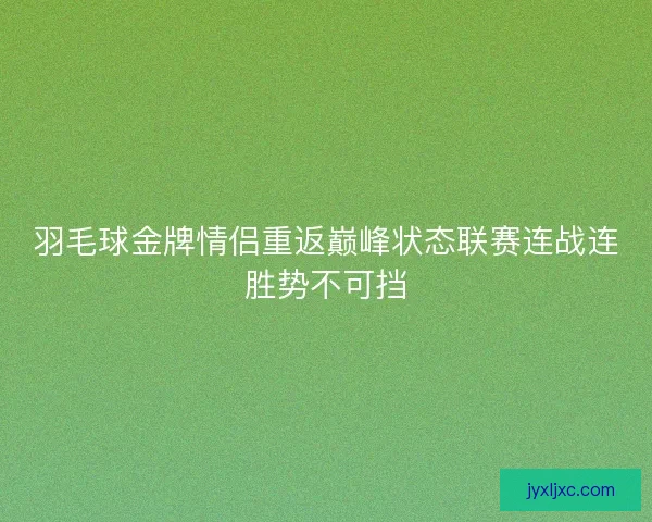 羽毛球金牌情侣重返巅峰状态联赛连战连胜势不可挡